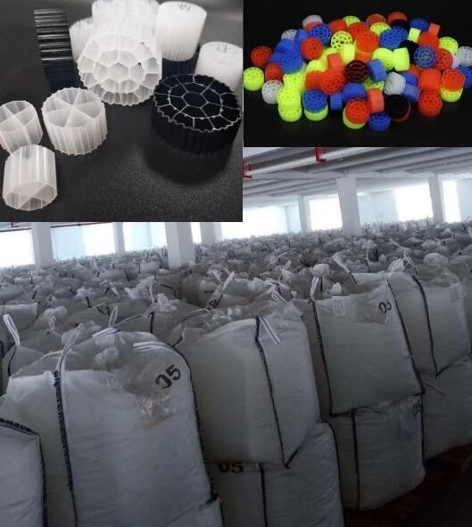 Niewykorzystany materiał HDPE Biały kolor Filtr MBBR Bio Media do oczyszczania wody